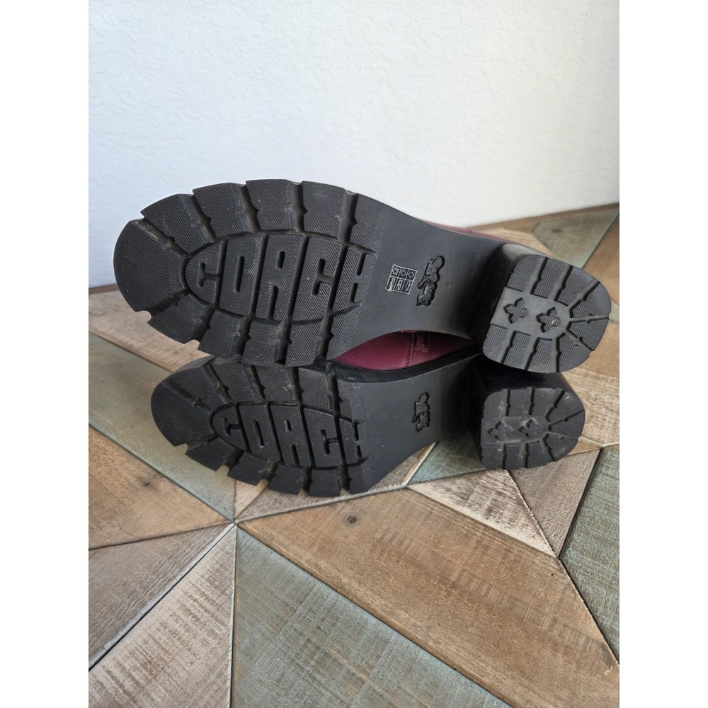 Coach Corinna Bootie Wine CC77 Size 8 B Boots Burgundy‎ Embossed Chunky - Picture 9 of 9